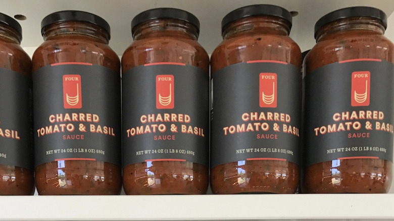 Row of Charred Tomato & Basil sauce from Four J