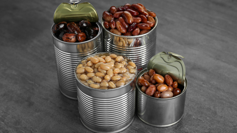 Cans of various beans
