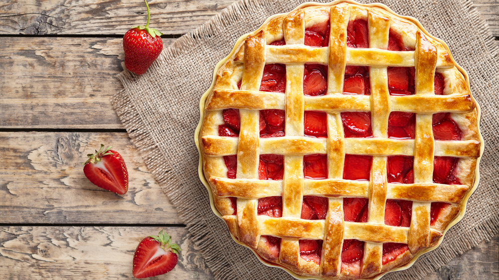 Strawberry pie on a table