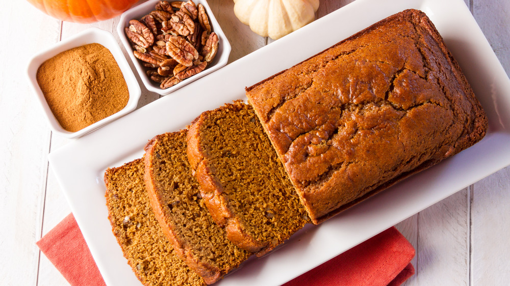 Plate of baked pumpkin bread