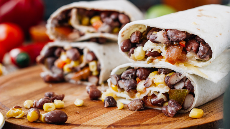 burritos on wooden board