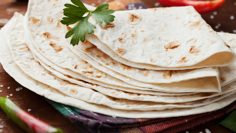 flour tortillas on white background