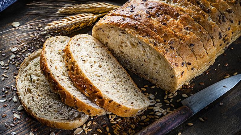 sliced loaf of seeded bread