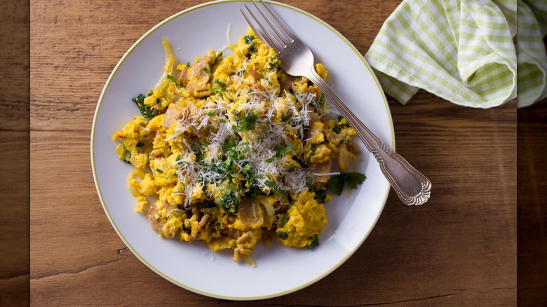 scramble with pancetta