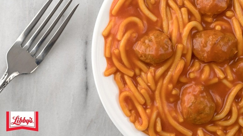 Libby's spaghetti and meatballs on a plate