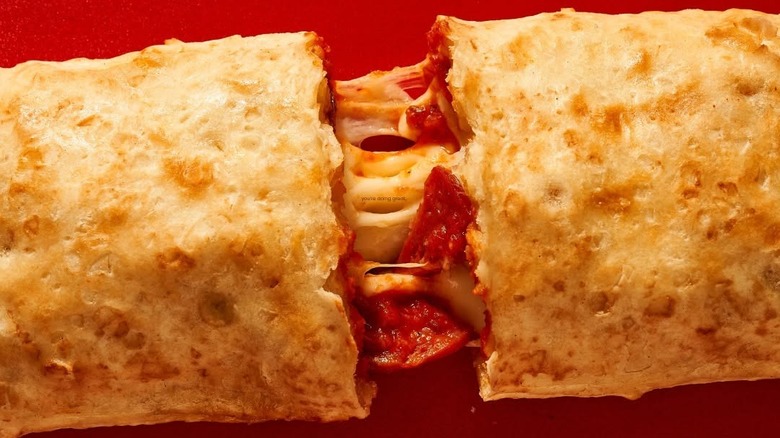 close-up of pepperoni hot pocket