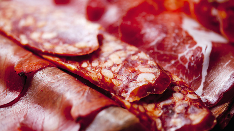 Close-up of salami