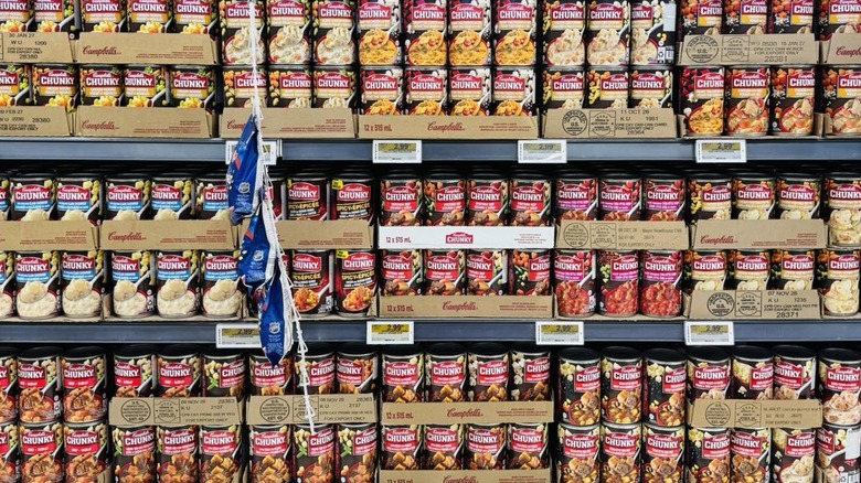 Rows of Campbell's Chunky soup cans