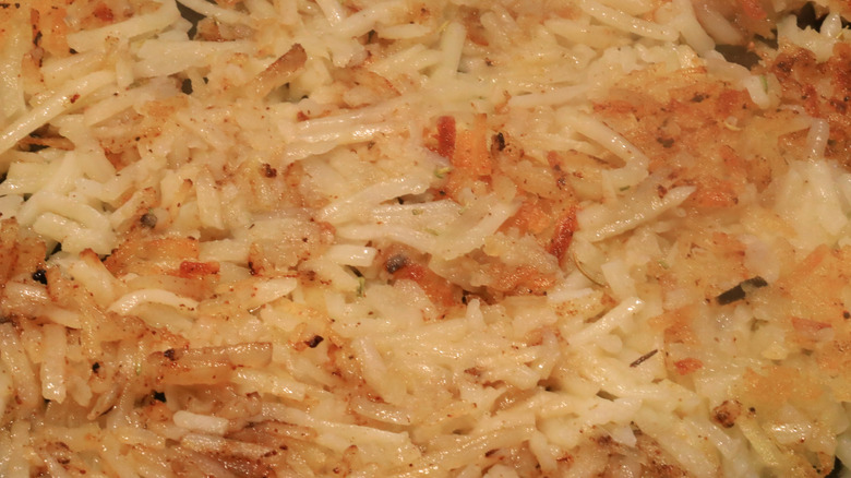 Close-up of shredded hash browns