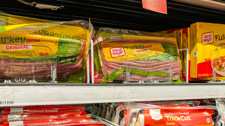 Oscar Mayer Turkey Bacon on display at the cold section of a grocery