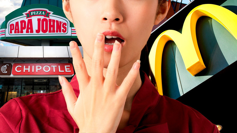 fast food logos with gasping woman composite image