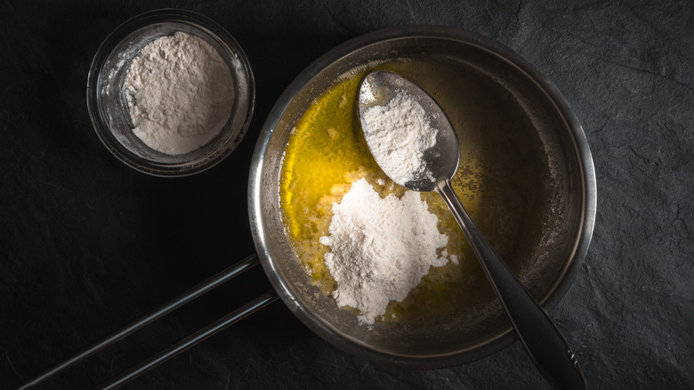 Pan with flour and butter