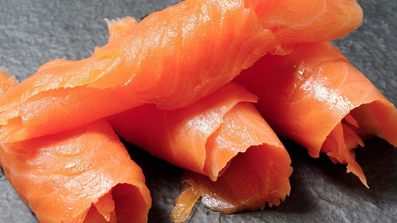 rolls of smoked salmon