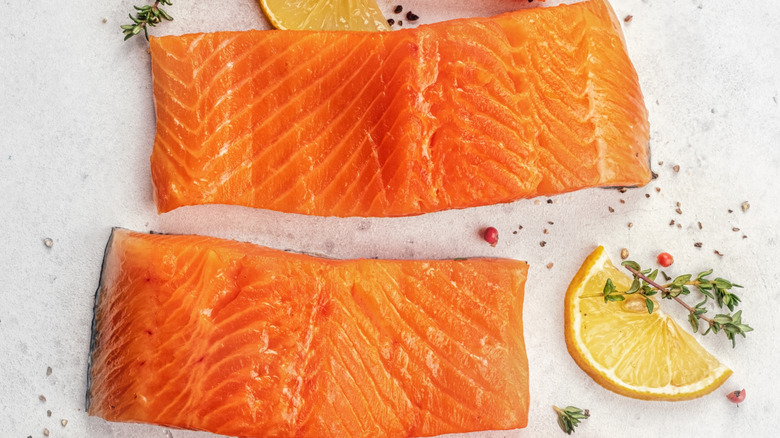 sliced salmon fillets