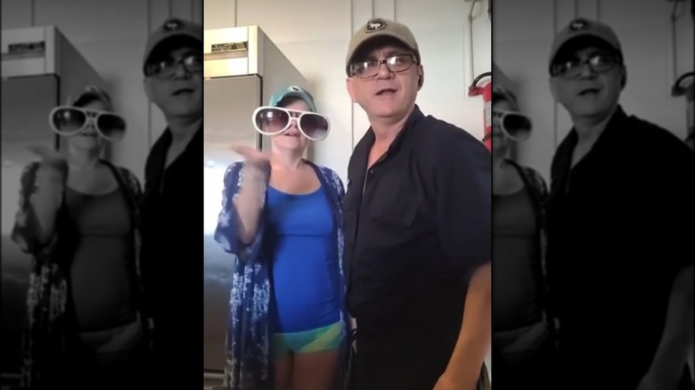 The owners of Darwell's Happiness Cafe, Darwell Yaeger and Nettie Yaeger, in a screenshot of a phone-recorded promotional video.