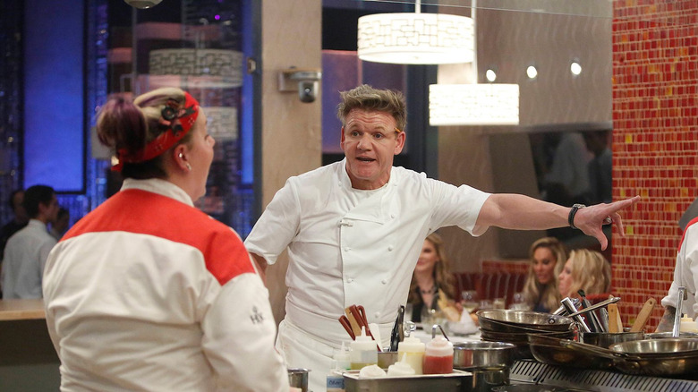 Gordon Ramsay with contestant on Hell's Kitchen