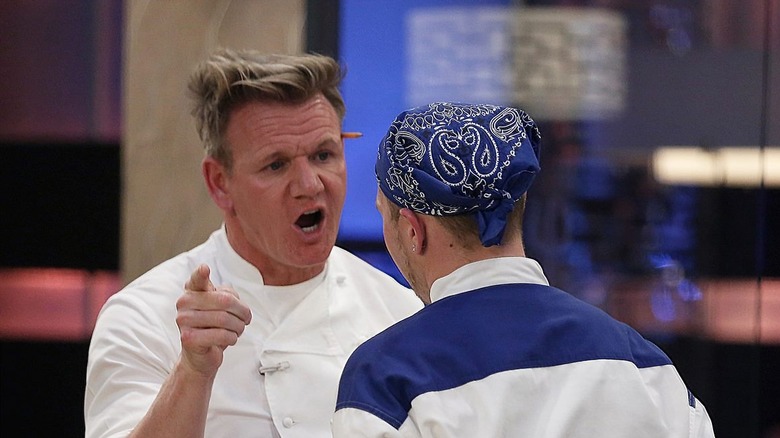 Gordon Ramsay shouts and points at contestant