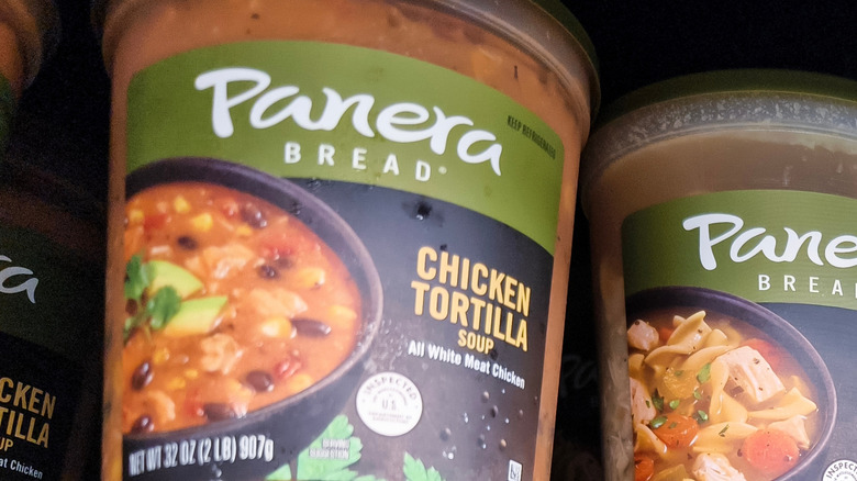 Containers of Panera's Chicken Tortilla Soup