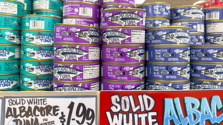 assorted cans of trader joe's brand canned tuna