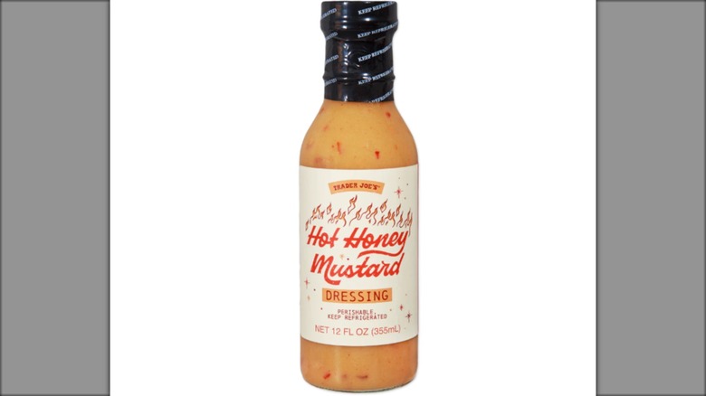 bottle of trader joe's brand hot honey mustard dressing