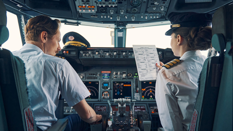 two pilots in cockpit