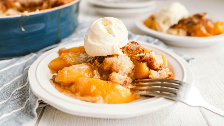 Cobbler with a scoop of ice cream