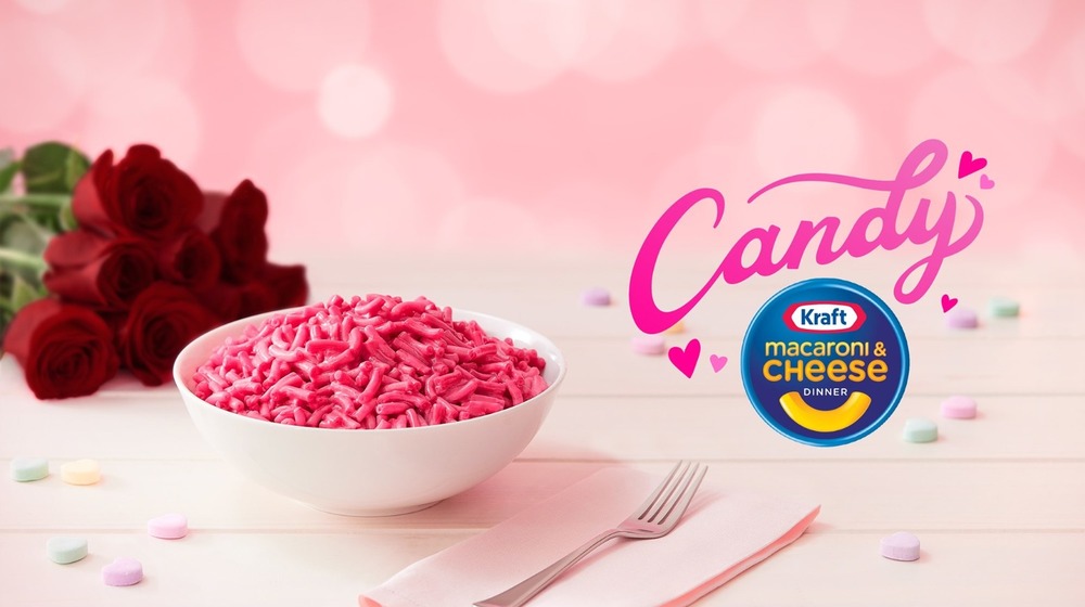 Pink Kraft macaroni and cheese with roses 