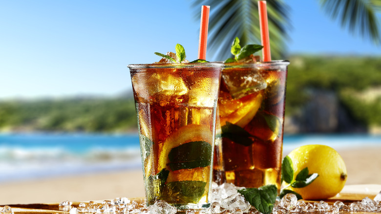 Two cocktails on the beach