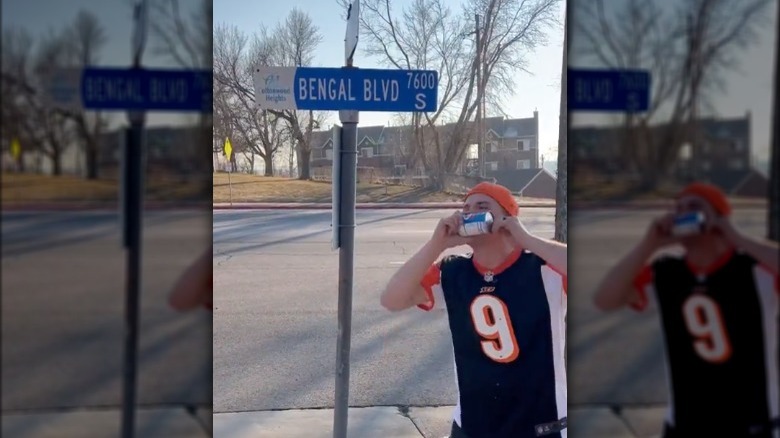 Bengal fan shotgunning chili