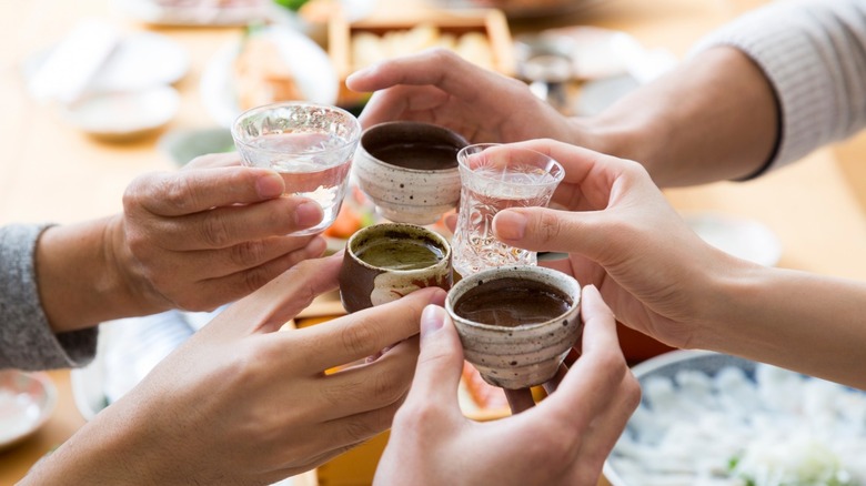 Group having drinks together