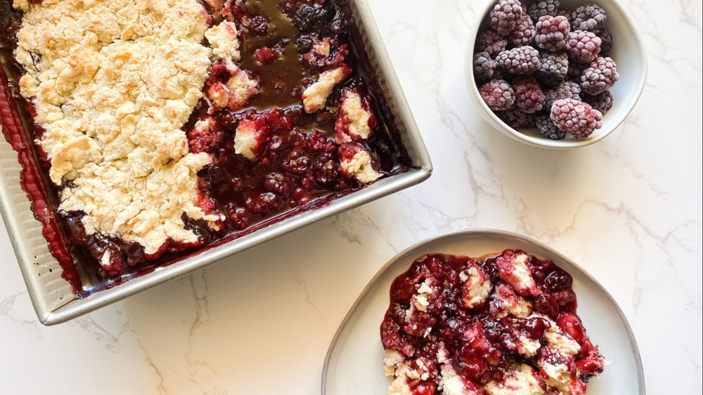 plated blackberry cobbler