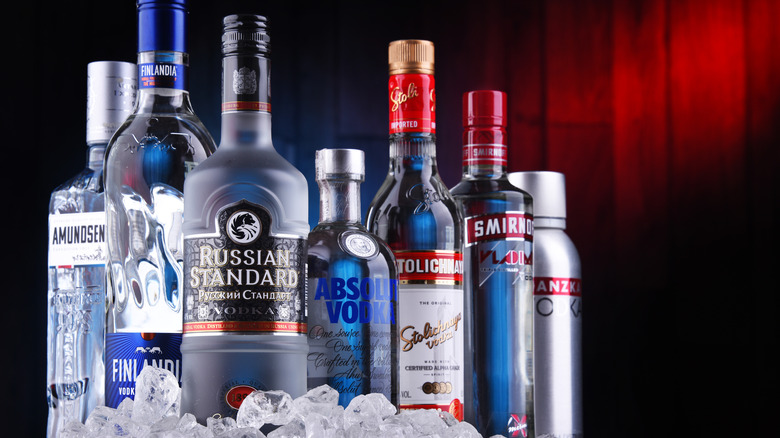 various bottles of international vodka