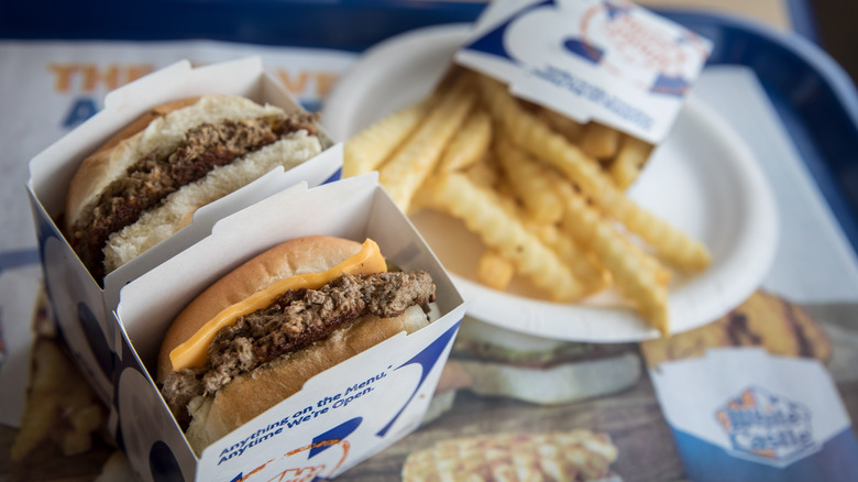 White Castle sliders in white boxes