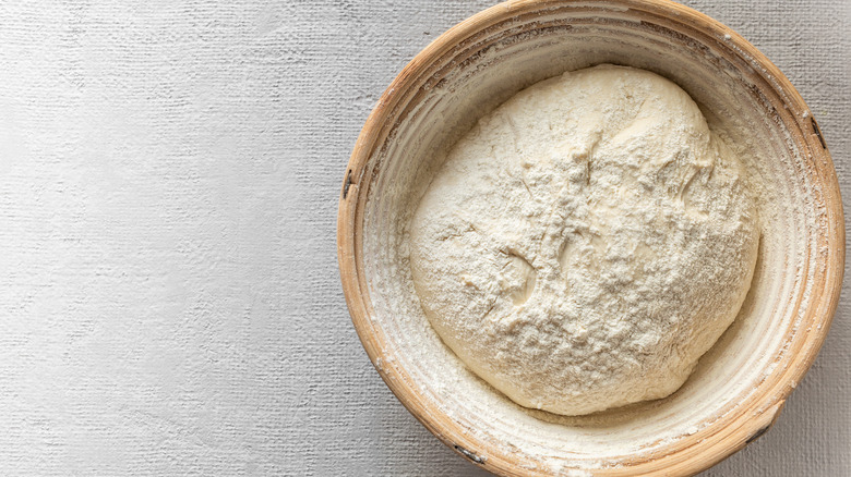 Bread dough in a rising basket