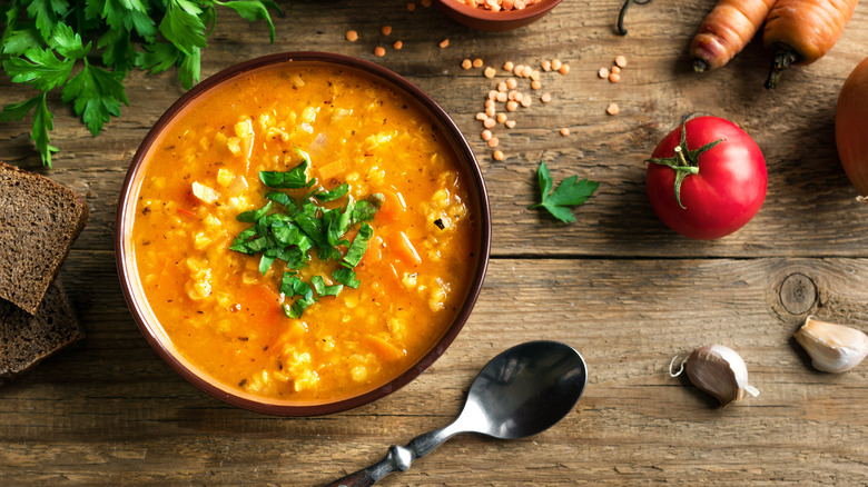 Soup in a bowl