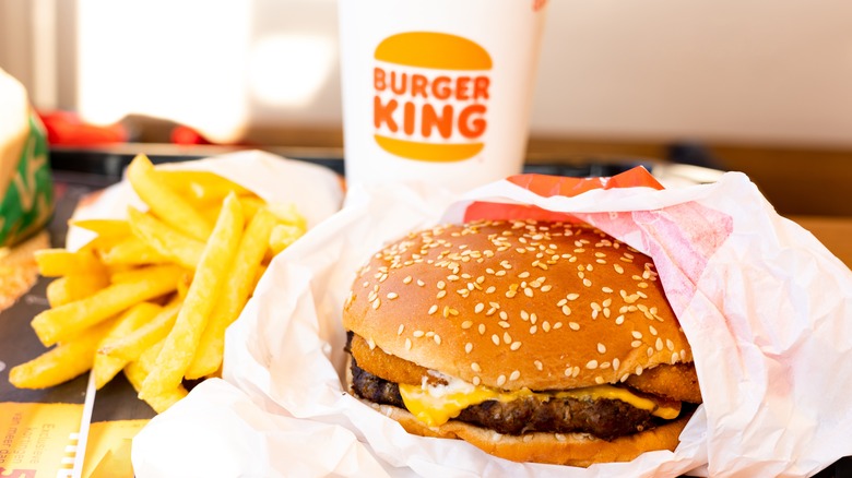 a Burger King Whopper, fries, and a drink