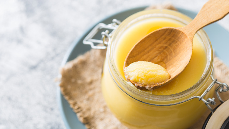 wooden spoon of ghee