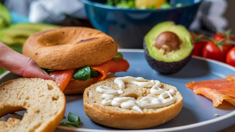 Bagels with various ingredients