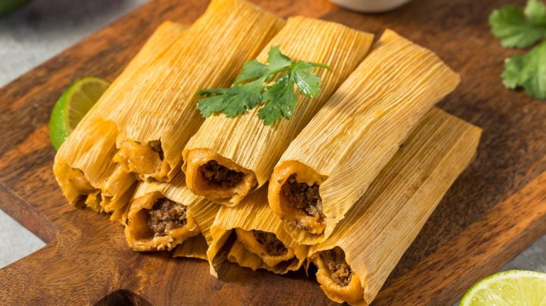 Several prepared tamales