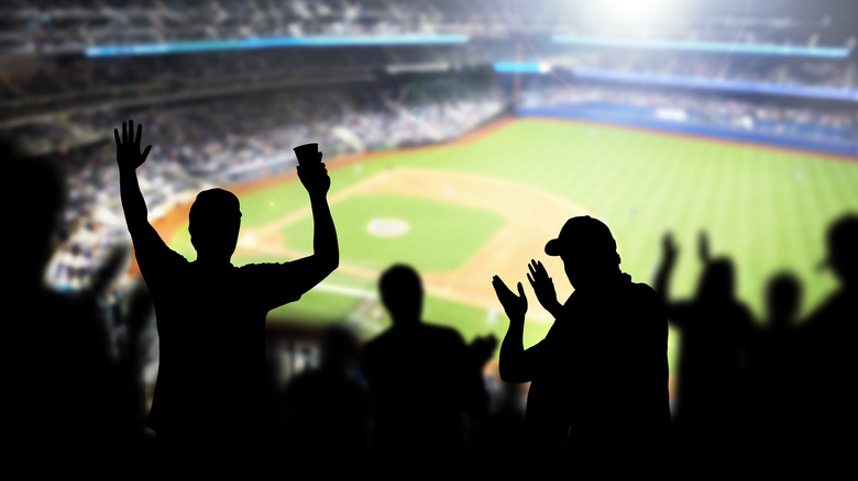 Crowd watching a baseball game