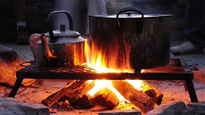 pot on campfire