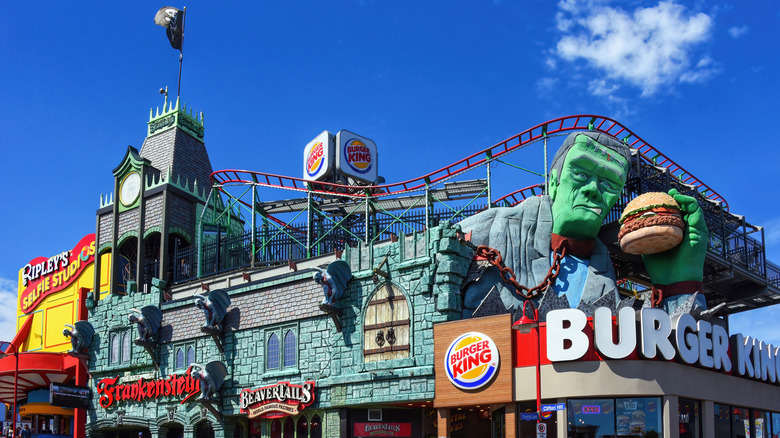 Frankenstein roller coaster on top of Burger King