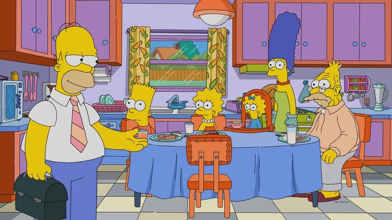 The Simpsons family in their kitchen 