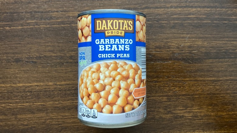 Aldi brand canned chickpeas on table