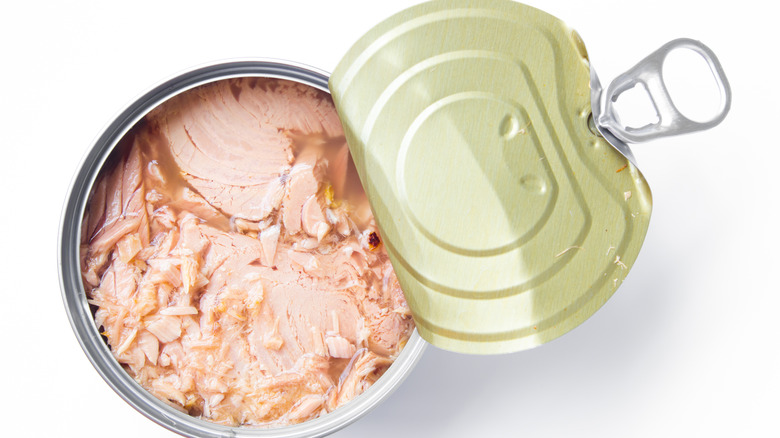 Can of tuna with lid open