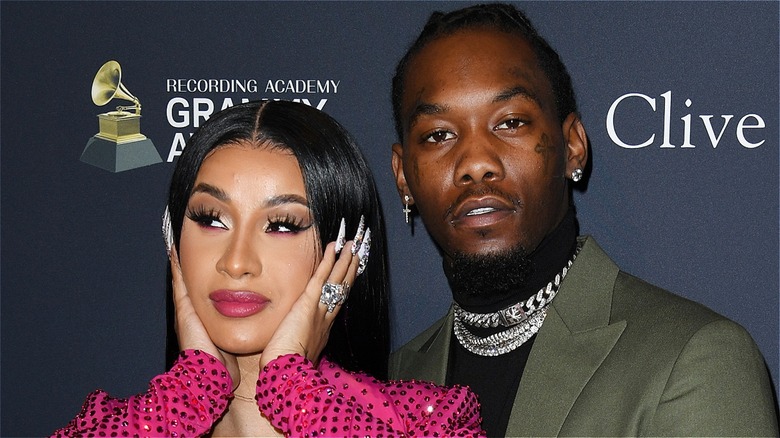 Cardi B and Offset posing