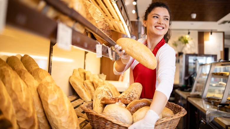 Fresh bread at a independent bakery 