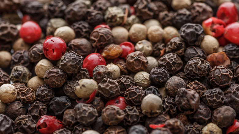 Black and red peppercorns