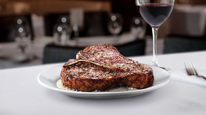 T-bone steak with red wine