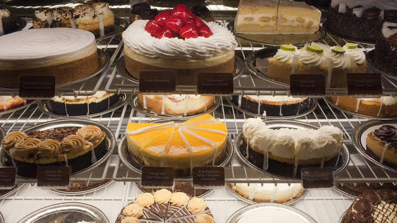 Cheesecake Factory cheesecakes on display
